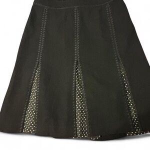 Ann Taylor Black A-Line Skirt with Polka Dot Panels
